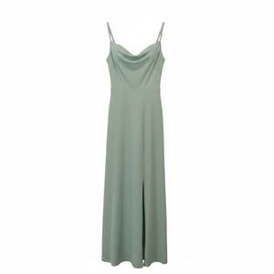 Birds Grey Cowl Neck Column Dress Size S Spaghetti Strap Sage Bridesmaid Wedding